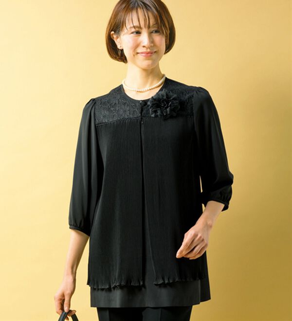 ルフラン（ルフラン）の「レース使いプリーツチュニック（ブラックフォーマル（喪服・礼服））」｜1