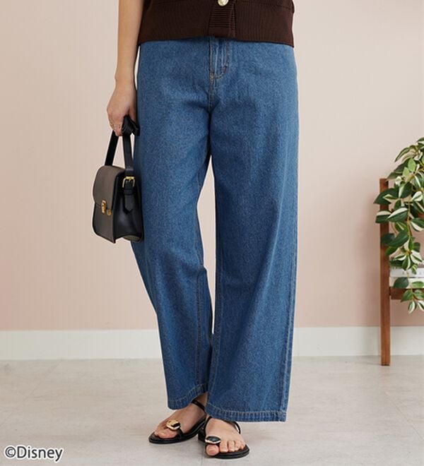 BELLUNA（ベルーナ）の「＜Ｄｉｓｎｅｙ＞刺しゅうデニムパンツ（ワイドパンツ・ガウチョ）」｜詳細画像