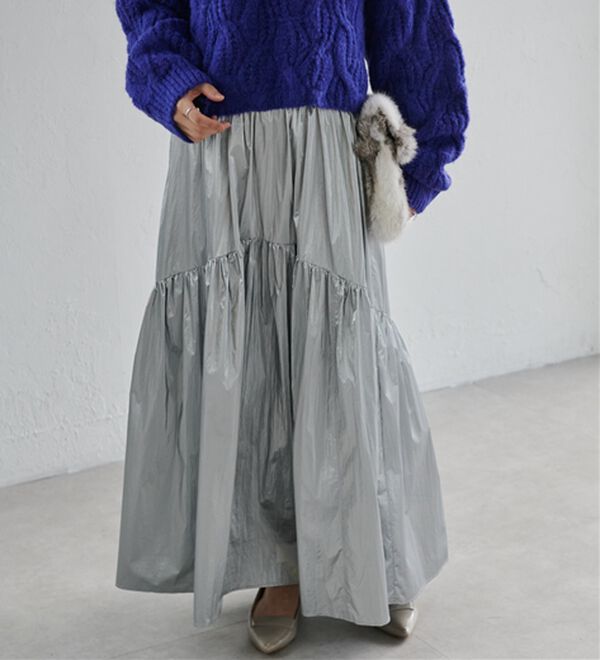 RANAN（ラナン）の「メタリックラウンドティアードスカート（ロングスカート）」｜詳細画像