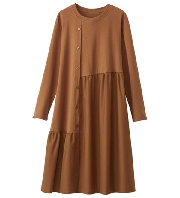 BELLUNA（ベルーナ）の「【２枚組】異素材切替デザインチュニックワンピース（チュニック）」｜詳細画像