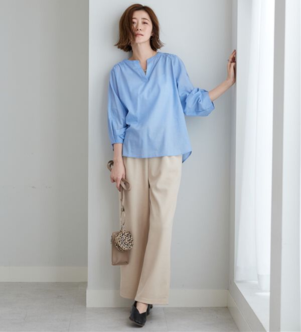 BELLUNA（ベルーナ）の「杢調素材袖タックデザインブラウス（ブラウス）」｜詳細画像