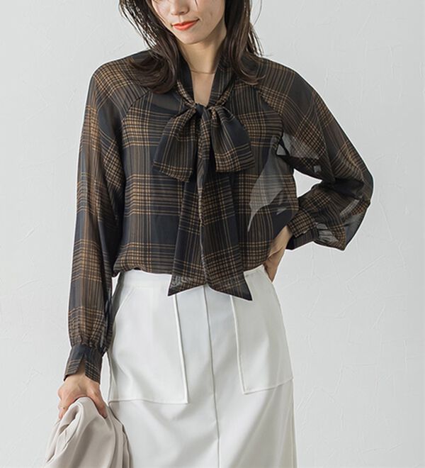 Pierrot（ピエロ）の「選べる柄２ｗａｙリボンブラウス（ブラウス）」｜詳細画像