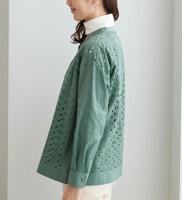 BELLUNA（ベルーナ）の「花柄レース切替シャツジャケット（シャツ）」｜詳細画像