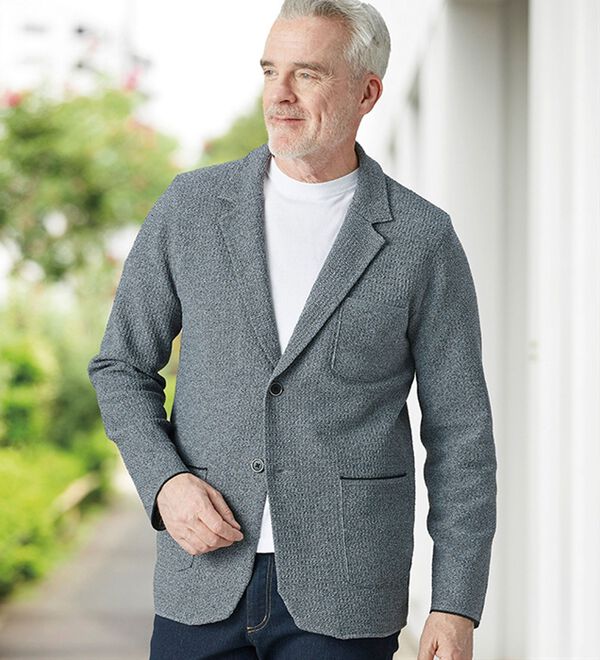 「＜コムルヴァン・オム＞ワッフル編みテーラードカーディガン（メンズカーディガン）」｜詳細画像