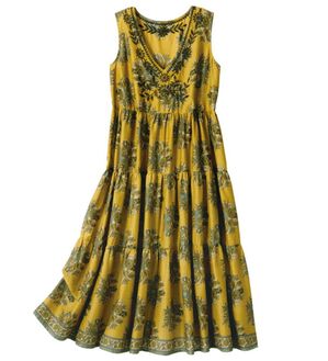 ルフラン（ルフラン）の「優美なインド綿１００％ワンピース（その他ワンピース）」｜イエロー系