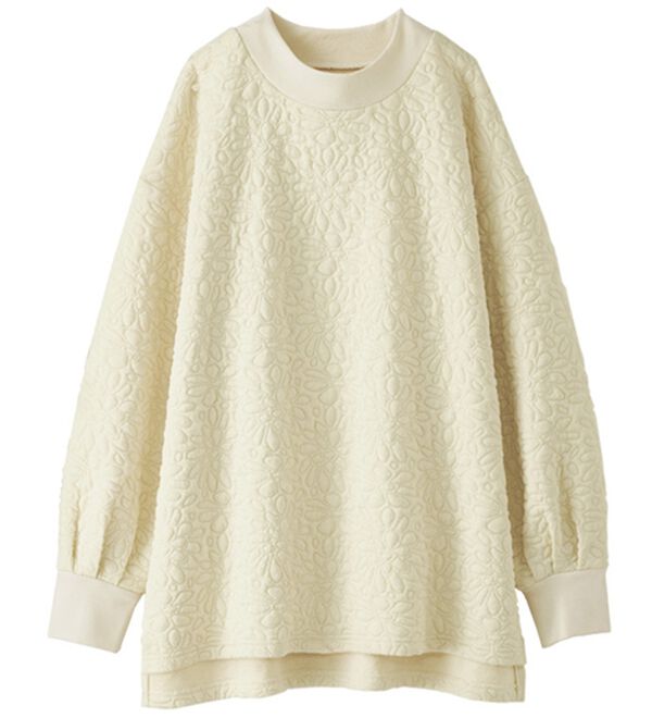 BELLUNA（ベルーナ）の「花柄ふくれジャカードスウェット（カットソー）」｜オフ白