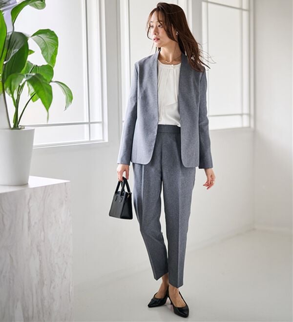 RANAN（ラナン）の「【選べる衿】洗える！春夏ロングシーズン着用可能ベーシック２点ライトスーツ（パンツスーツ）」｜詳細画像