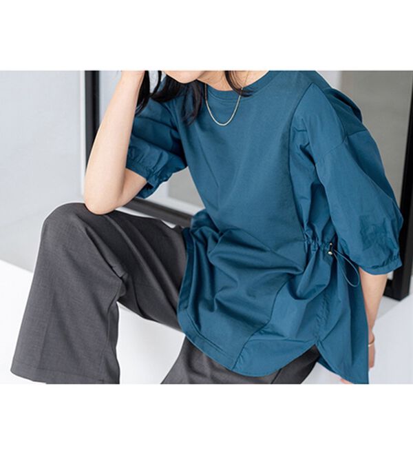 BELLUNA（ベルーナ）の「高見え！異素材切替ドロスト使いプルオーバー（カットソー）」｜詳細画像