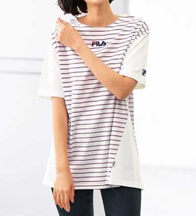 BELLUNA（ベルーナ）の「＜ＦＩＬＡ＞汗ジミ対策！配色切替ボーダープルオーバー（カットソー）」