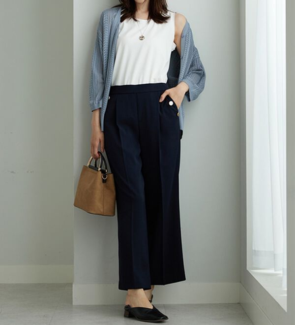 BELLUNA（ベルーナ）の「メランジストレッチ素材ワイドパンツ（ワイドパンツ・ガウチョ）」｜詳細画像