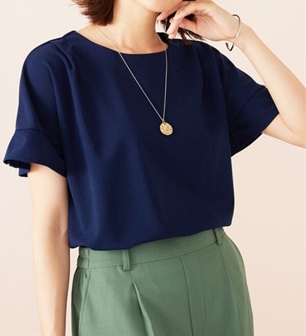 BELLUNA（ベルーナ）の「ジョーゼット素材袖パールブラウス（ブラウス）」｜詳細画像