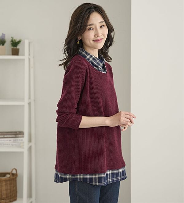 BELLUNA（ベルーナ）の「異素材重ね着風チュニック（チュニック）」｜詳細画像