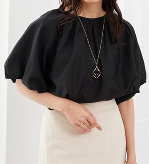 BELLUNA（ベルーナ）の「バルーン袖デザインブラウス（ブラウス）」｜黒