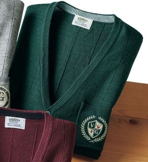 「選べる刺しゅうポケット付ベスト（メンズニット・セーター）」｜ダークグリーン