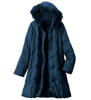 ルフラン（ルフラン）の「こだわりシルエットのファー付ダウン（ロングコート）」｜ネイビー