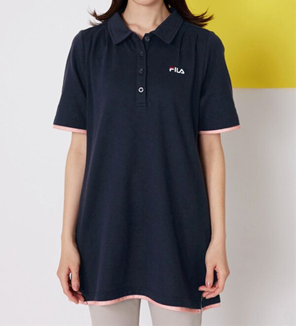 BELLUNA（ベルーナ）の「＜ＦＩＬＡ＞ひんやり！タック使い配色ポロチュニック（ポロシャツ）」｜詳細画像