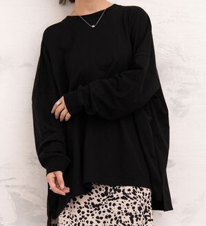 A HAPPY MARILYN（アハッピーマリリン）の「【Ｌ～６Ｌ／選べる丈】たっぷりスーパーライトスウェット（トレーナー・スウェット）」｜ブラック
