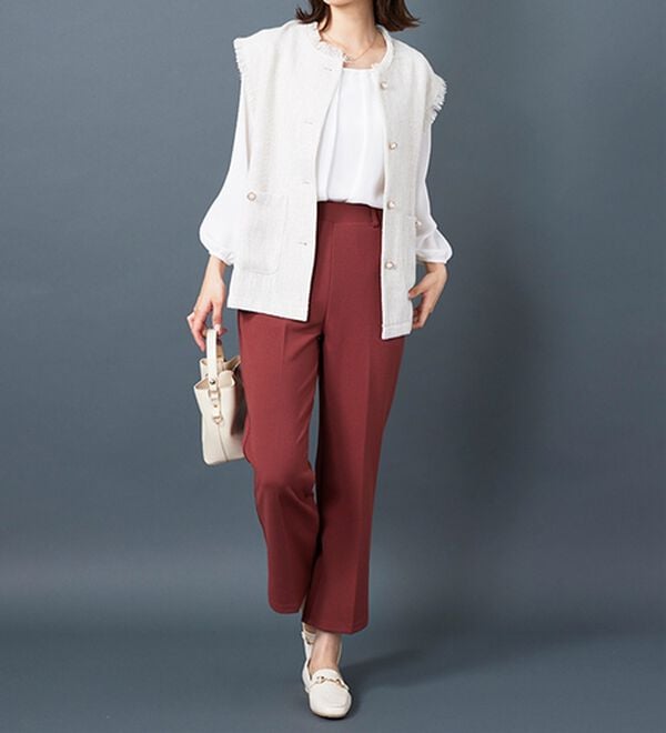 BELLUNA（ベルーナ）の「ツイード調パールボタンデザインベスト（ベスト）」｜詳細画像