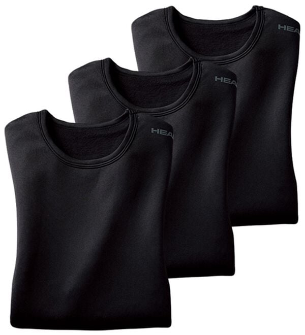 「【３枚組】＜ヘッド＞裏起毛ウォーム＆ストレッチインナー（メンズ肌着・インナーウェア）」｜ブラック3枚組 長袖丸首