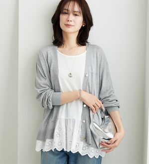 BELLUNA（ベルーナ）の「【快適Ｌａｂ．】シャリ冷！洗える多機能ニットカーディガン（ニットカーディガン）」｜杢グレー