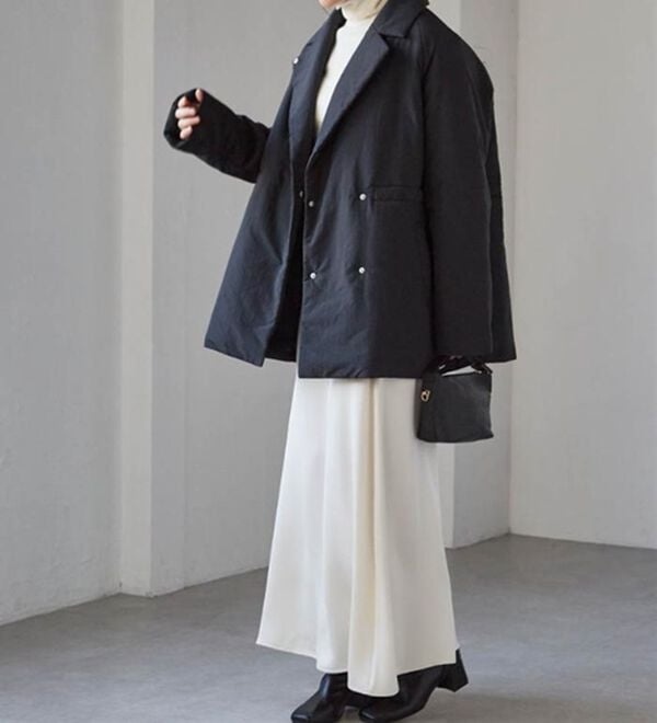 RANAN（ラナン）の「テーラードカラー中わたジャケット（ハーフコート）」｜詳細画像