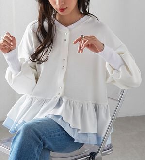 RANAN（ラナン）の「フリルぺプラムショートカーデ（ブルゾン）」｜詳細画像