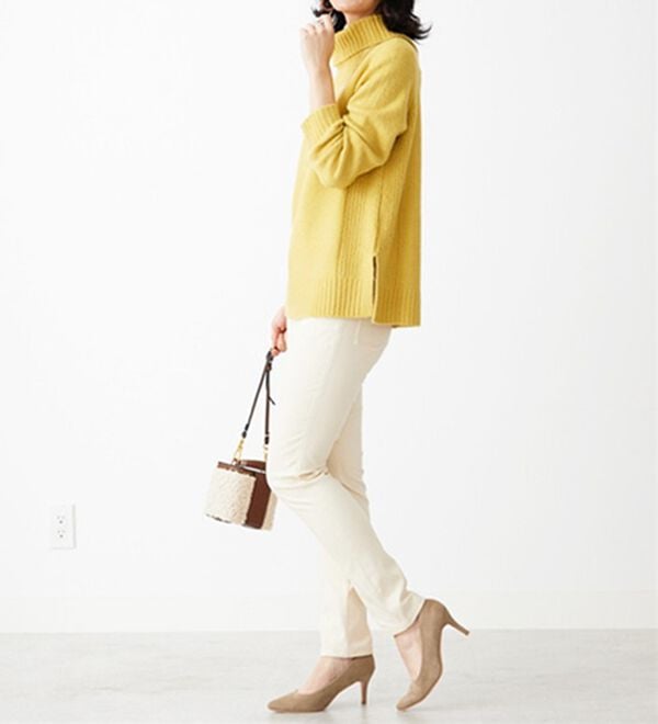 BELLUNA（ベルーナ）の「静電防止！蓄熱綿サテンストレッチカラーパンツスリム（フルレングスパンツ）」｜詳細画像