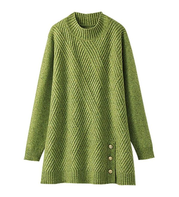 BELLUNA（ベルーナ）の「ミックス調ボタン使いニットチュニック（チュニック）」｜詳細画像