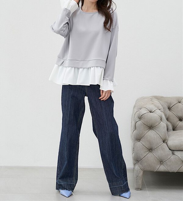 RANAN（ラナン）の「＜ＨＳ＞重ね着風配色フリルプルオーバー（カットソー）」｜詳細画像