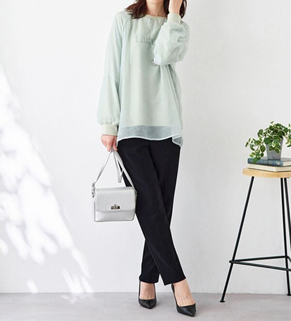 BELLUNA（ベルーナ）の「裏起毛ジョーゼット素材テーパードパンツ（テーパードパンツ）」｜詳細画像