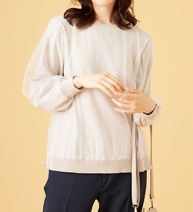 BELLUNA（ベルーナ）の「チュール重ねニットプルオーバー（ニット・セーター）」