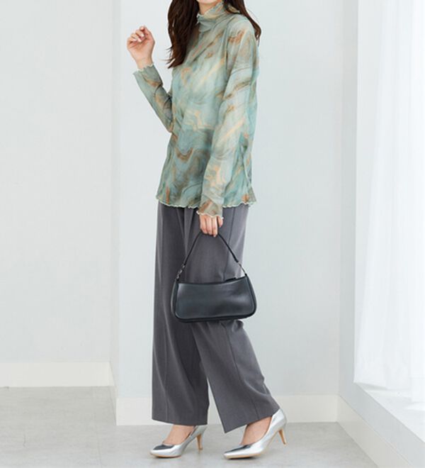 BELLUNA（ベルーナ）の「【重ね着インナー】シアー素材ハイネックインナープルオーバー（カットソー）」｜詳細画像