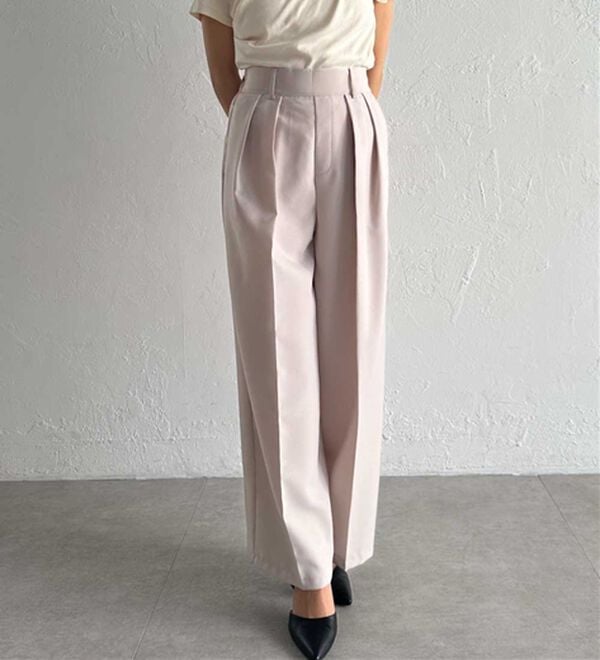 RANAN（ラナン）の「【選べる股下】きれい見え２タックワイドスラックス（ワイドパンツ・ガウチョ）」｜詳細画像