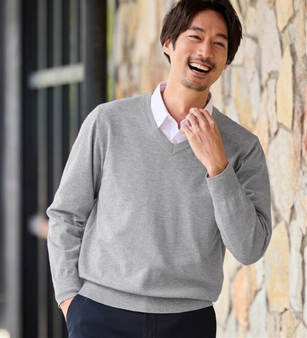 REMEN'S（リメンズ）の「【洗える】やわらかタッチＶネックセーター（メンズニット・セーター）」｜詳細画像