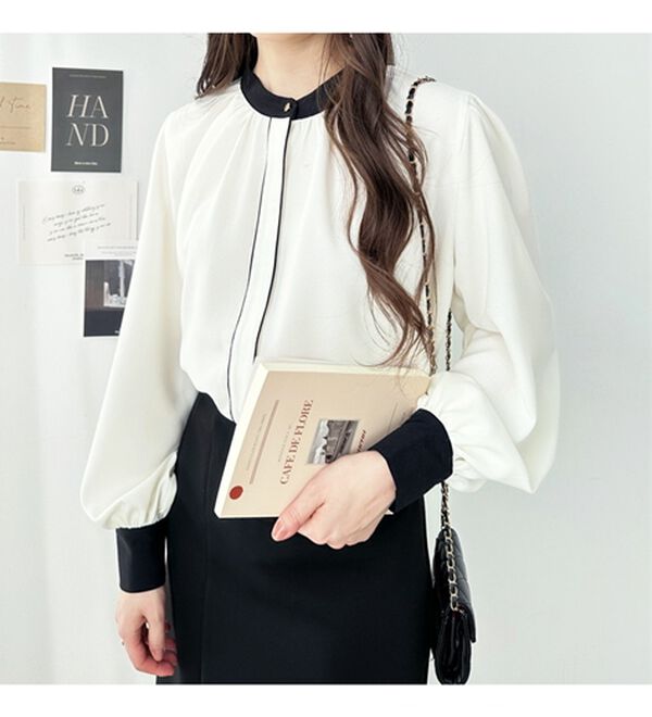 GeeRA（ジーラ）の「前後２ＷＡＹバイカラーブラウス（ブラウス）」｜詳細画像