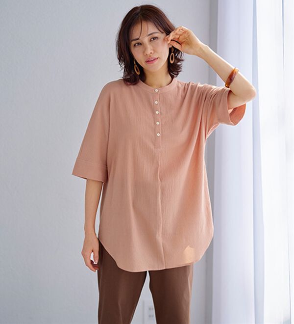 BELLUNA（ベルーナ）の「綿１００％ワッシャー素材ゆったりドルマンブラウス（ブラウス）」｜詳細画像