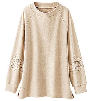 BELLUNA（ベルーナ）の「モチーフレース使いふんわりプルオーバー（カットソー）」｜トープ