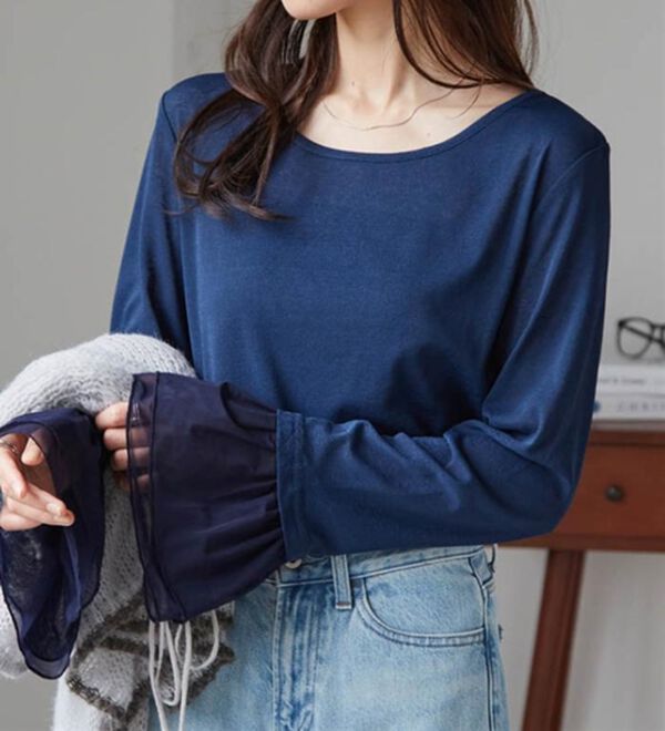 RANAN（ラナン）の「フレアーチュール袖スラブシアーＴ（カットソー）」｜詳細画像