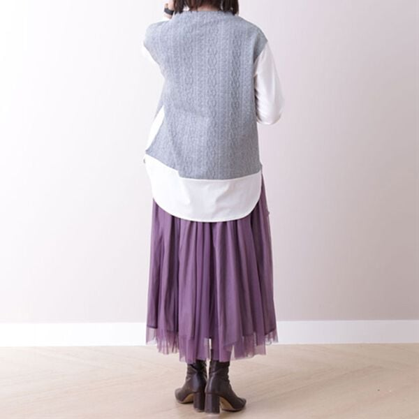 BELLUNA（ベルーナ）の「ケーブルジャカード切替重ね着風チュニック（チュニック）」｜詳細画像