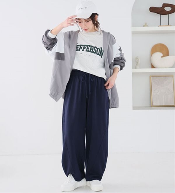 A HAPPY MARILYN（アハッピーマリリン）の「【Ｌ～６Ｌ】夏だから！薄スウェット生地で作ったカーブパンツ（ワイドパンツ・ガウチョ）」｜詳細画像