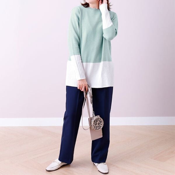 BELLUNA（ベルーナ）の「袖＆裾配色ニットプルオーバー（ニット・セーター）」｜詳細画像