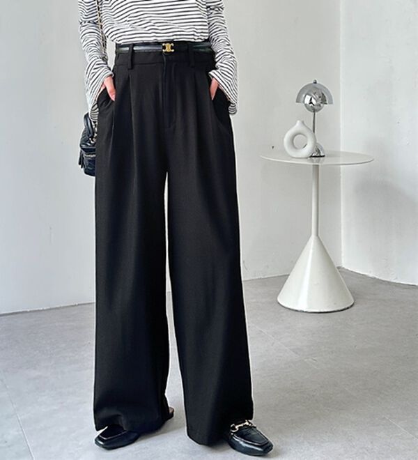 GeeRA（ジーラ）の「着心地抜群！ハイウエストダブルタックワイドパンツ（フルレングスパンツ）」｜詳細画像