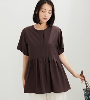 BELLUNA（ベルーナ）の「さらっと軽やか！ペプラムチュニック（チュニック）」｜ブラウン
