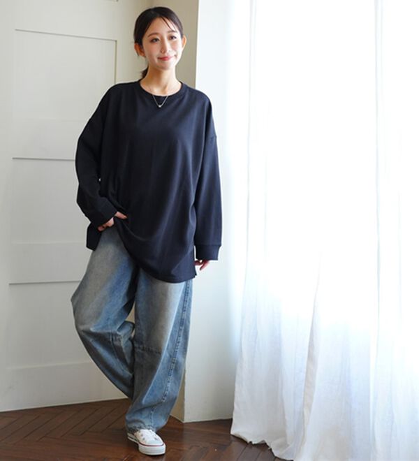 HITOMIN ベージュ トレーナー ATON トレーナー スウェット (エイトン)x B'2nd 別注GARMENT DYE