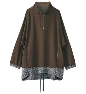 BELLUNA（ベルーナ）の「裾チェックゆったりプルオーバー（カットソー）」｜ブラウン系