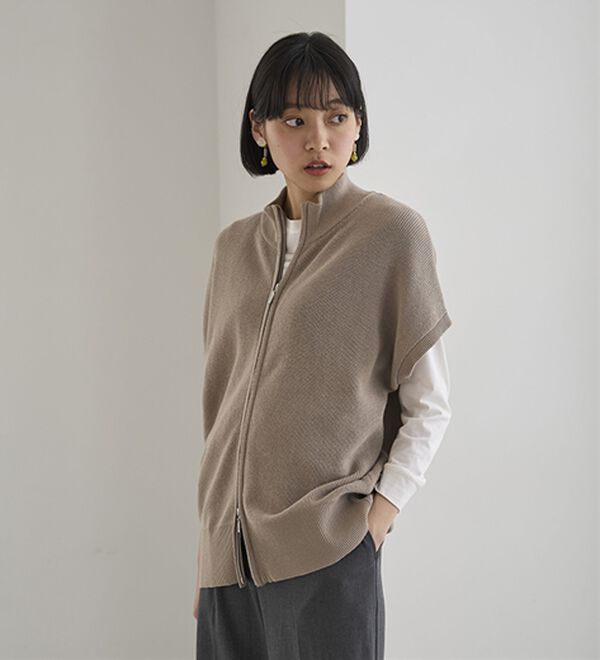 BELLUNA（ベルーナ）の「綿１００％ダブルジップニットベスト（ベスト）」｜詳細画像