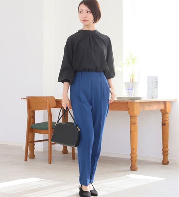 A HAPPY MARILYN（アハッピーマリリン）の「【Ｌ～６Ｌ】＜低身長さん高身長さん対応＞スラっと美脚ストレッチテーパードパンツ（テーパードパンツ）」｜詳細画像