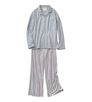 YU'NOW（ユナウ）の「【上下２点セット】コットンネルシャツパジャマセット（パジャマ・ルームウェア）」｜ブルー