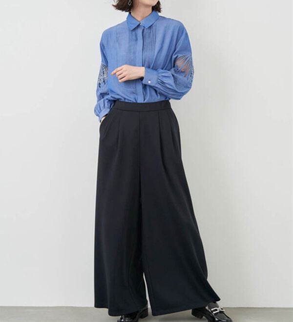 RANAN（ラナン）の「柔らかあったか！裏起毛ロングフレアガウチョパンツ（フルレングスパンツ）」｜詳細画像