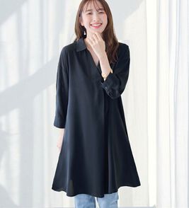 alotta（アロッタ）の「【シワになりにくい】衿付きスキッパー涼やかチュニックワンピース（チュニックワンピース）」